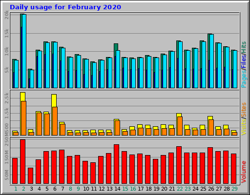 Daily usage for February 2020